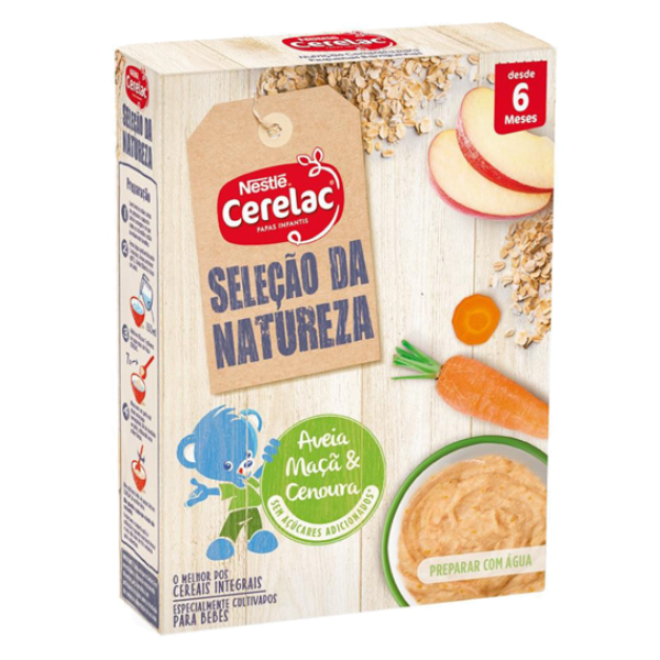 Nestlé Cerelac Cereais Integrais Aveia, Maçã e Cenoura 6M+ 240g