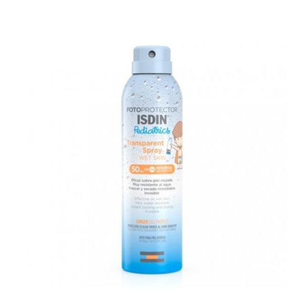 Fotoprotetor Isdin Pediátrico Transparente Spray Wet Skin FPS50 250ml