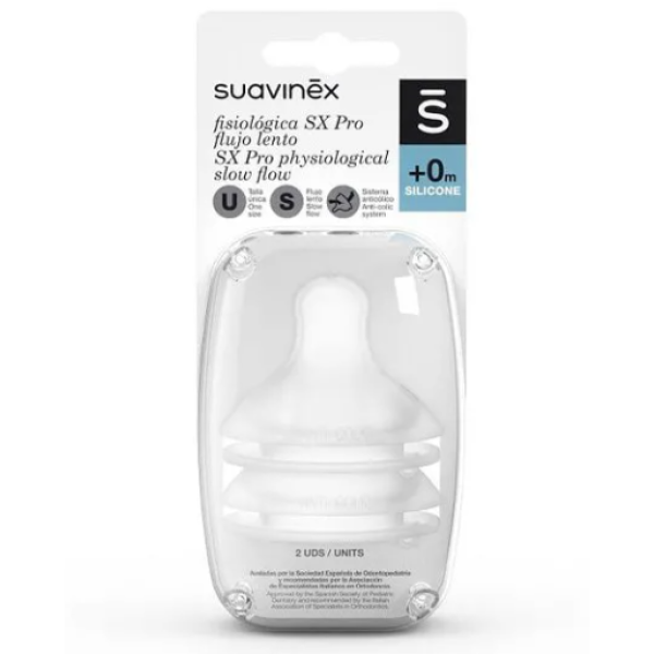 Suavinex SX Pro Tetina Fisiológica Silicone S 0M+ X2