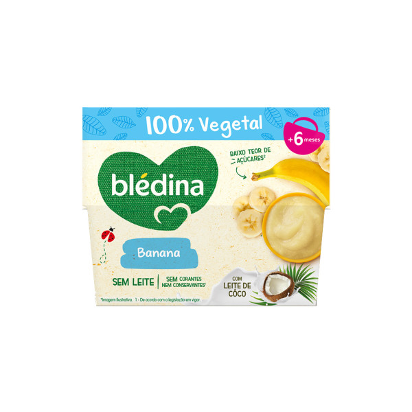 Blédina Tacinha 100% Vegetal  Banana com Leite de Côco 4X95G +6M