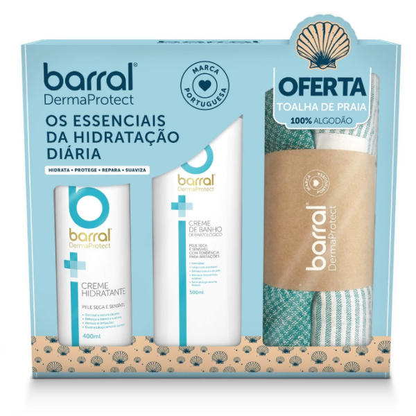 Barral DermaProtect Pack Creme Banho 500ml + Hidratante 400ml + Oferta <mark>Toalha</mark>