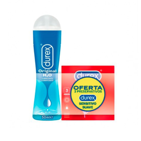 Kit Durex Original Lubrificante 50ml + Durex Sensitive Preservativos x3